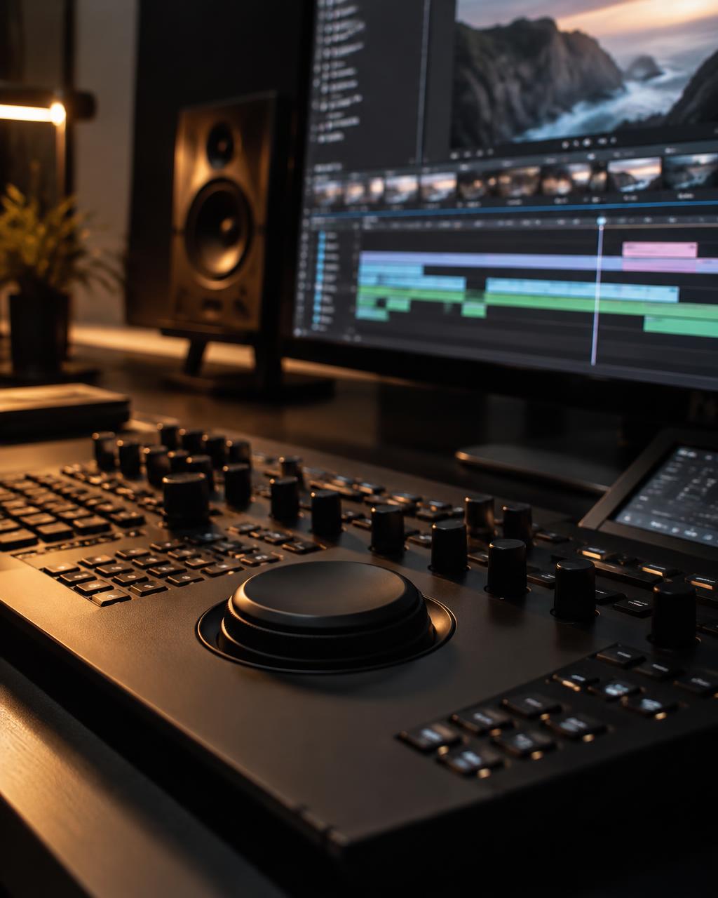 Editing control surface beside a timeline